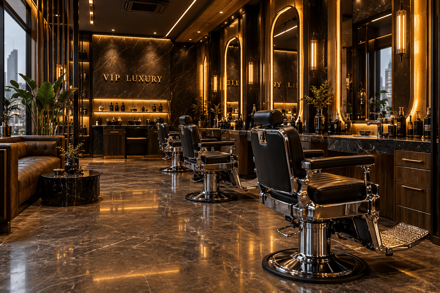 VIP LUXURY 이발소 AI 공간 콘셉트